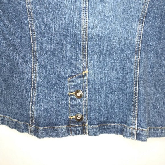 Style & Co Denim Jean Blazer Jacket with Bling Rhinestone Buttons Size S Stretch - Picture 5 of 9
